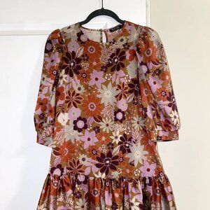 Nasty Gal Satin Floral Mini Dress Orange/Pink/Purple - Size 6 - EUC